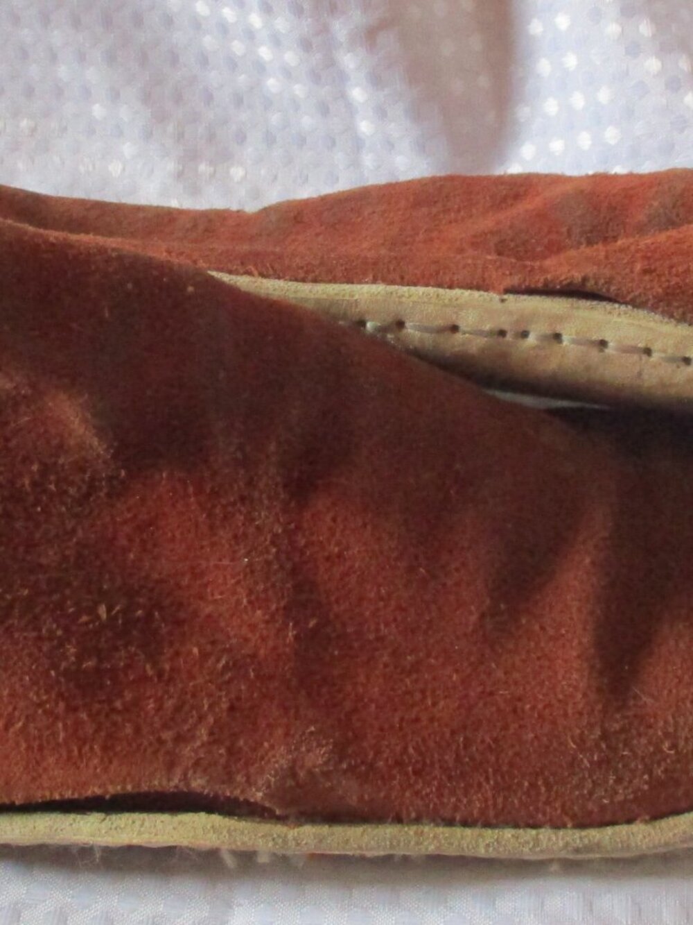 Vtg Native American Navajo Style No Button Traditional Rust Suede Moccasins 7.5